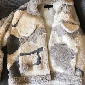 Rag & Bone Camouflage Shearling Teddy Bear Jacket